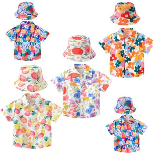 Outfit bambina abiti hawaiani maniche corte set cappuccio uniformi tuta da sole - Foto 1 di 54
