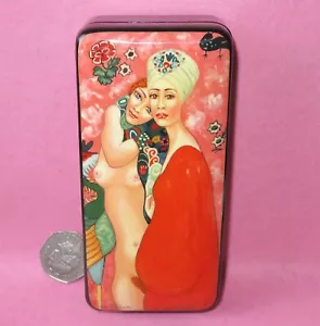 Klimt lesbian love The Girlfriends Russian SMALL hand painted repro LACQUER Box - Picture 1 of 4