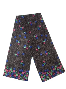 Vintage Scarf SARAH COVENTRY long mod go-go bright black pink floral 70s 80s - Picture 1 of 5
