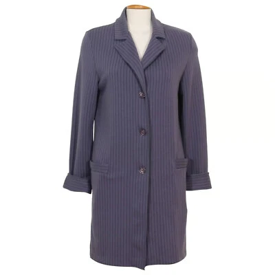 WEEKENDERS Blue Black Herringbone Stripe Knit Long Jacket S 548 - Image 1 of 4