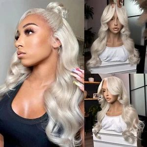 Platinum Blonde Lace Front Wigs Human Hair #60 Body Wave 13X4 Human Hair Wig - Picture 1 of 7