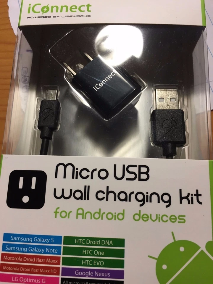 Lifeworks iConnect Micro USB Kit de carga de pared - Negro LW-IC116B Foto 1 de 1