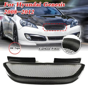 Real Carbon Fiber Front Mesh Grille Grill For Hyundai Genesis Coupe 2008-2012 NI - Picture 1 of 9