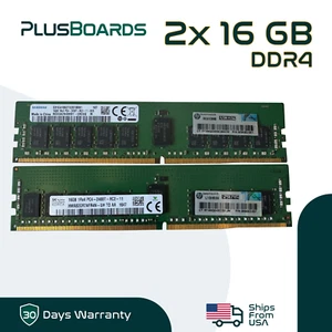 HP Original 2x 16GB = 32GB PC4-2400T DDR4 2400MHz RDIMM ECC 1Rx4 Server Memory - Picture 1 of 8