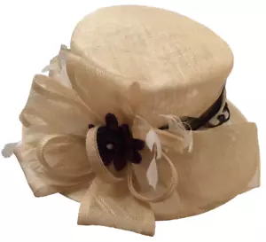 Hat John Lewis Pearl Occasion Wedding Ascot Purple Flower White Feather Bow Trim - Picture 1 of 11