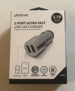 Cargador de Coche Rápido 3.1A Fotográfico, Carga Rápida Micro 2 Puertos USB NUEVO EN CAJA - Imagen 1 de 6