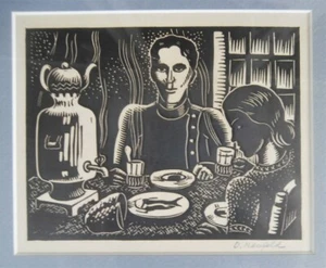 Dietrich H Neufeld Russian Revolution Famine Linocut Print Social Realism Artist - Picture 1 of 8