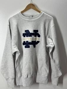 Vintage Notre Dame University Irish Sweatshirt 1990S Large Cable Sportwear - Picture 1 of 6