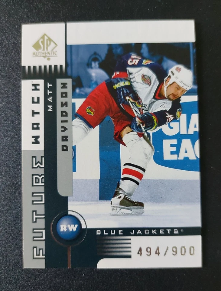 2001-02 SP Authentic Matt Davidson Future Watch Rookie Card 143. Serial #494/900 - Image 1 of 3