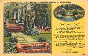 Postcard Lambert Rose Gardens Portland Oregon Day Unto Day Unposted Linen - Bild 1 von 2