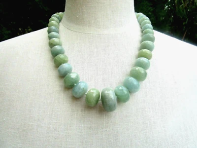 Colar de contas de água-marinha RARITIES 925 prata esterlina 20" - Novo com etiquetas - Imagem 1 de 4