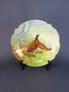 Vintage Ceramic Plate from Limoges Completely Hand Painted with Pheasants Figure - Picture 1 of 6