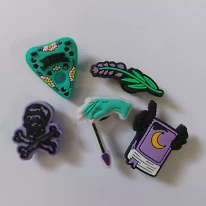 Spell Book Planchette Skull Magic Wand Shoes Charms Rubber Shoes Croc Bracelets - Picture 1 of 1