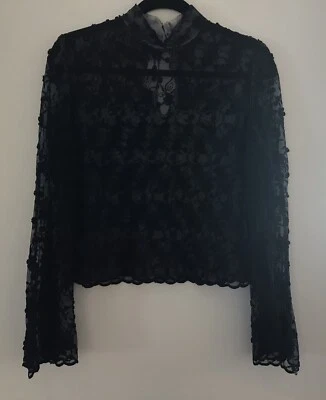 Blusa Top de Encaje Negra Colección Jessica McClintock Lee Para Talla. Foto 1 de 4