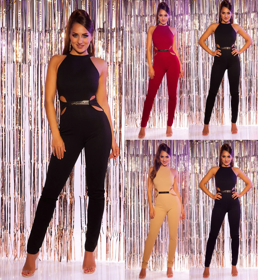 Koucla Damen Overall Jumpsuit  Playsuit Cut Outs Schnalle, skinny Milax-Fashion - Bild 1 von 1