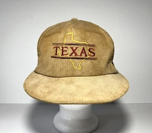 Vintage Texas Brown Corduroy Style Snapback Adjustable Made in USA Hat Rare - Picture 1 of 6