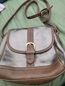 Tula Handbag Gold And Brown Leather Crossbody - Picture 1 of 9