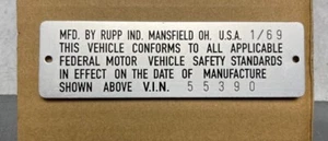 Rupp Mini Bike ID Plate Emblem TAG Custom Engraved - Picture 1 of 2