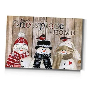 Wall Art, Cute Winter Snowmen, Festive Christmas 8X12 Snowplace Like Home - Picture 1 of 8