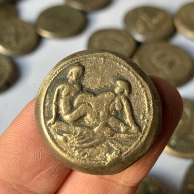 MUY RARA ANTIGUA GRECIA IMPERIO ROMANO MONEDA DE AMOR REY REINA MEDALLÓN GRIEGO XIIII Foto 1 de 2