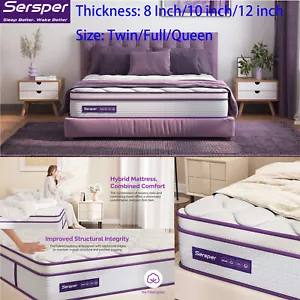 8/10/12 Inch Memory Foam Coils Spring Hybrid Mattress Twin Full Queen Bed in Box - Picture 1 of 39