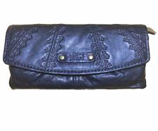 Fossil Talita Black Leather Embossed Clutch Wallet Envelope Style