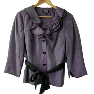 Adrianna Papell Evening Gathered Blazer Jacket Size 14 Lilac Ribbon Tie NWT - Picture 1 of 8