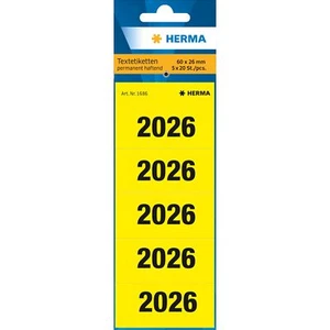 Herma Jahreszahlen 2026 für Ordner, 60 x 26 mm, gelb, permanent haftend - Bild 1 von 1