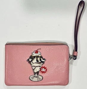 Coach Wallet Wristlet Pink Ice Cream Sundae Cherry Boardwalk Signature NWT - Picture 1 of 24