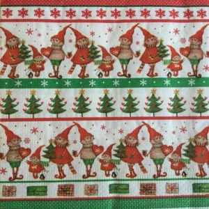 3 X PAPER NAPKINS FOR DECOUPAGE XMAS ELVES 3 PLY - Picture 1 of 2