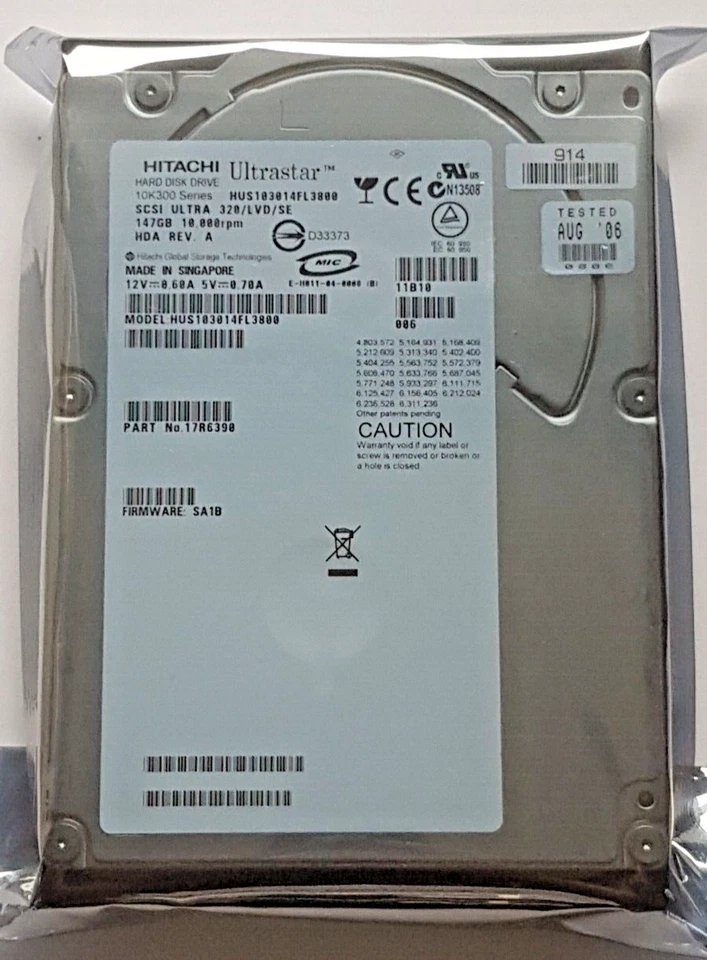 147 GB Hitachi Ultrastar 10K300 HUS103014FL3800 SCSI U320 / Lvd/Se 80pin 3.5 " - Image 1 of 1