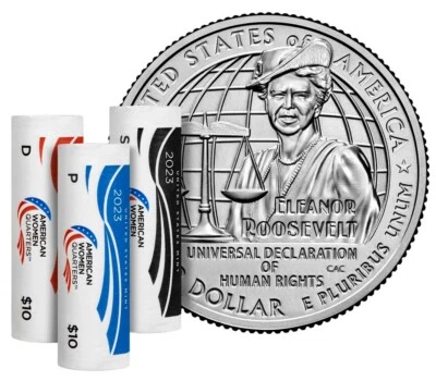 2023-PDS Eleanor Roosevelt American Woman Qtr Three-Roll Set Direct US Mint - Image 1 of 3