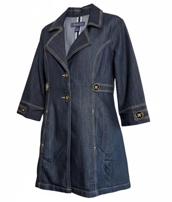 Chaqueta de Vestido BACCINI Denim Oscuro Doble Hilo Detalle Talla Grande Botones Foto 1 de 4
