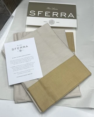 "Juego de dos fundas de almohada SFERRA Luxury Gold Larro 2600 King 22x42"" NUEVAS $257" Foto 1 de 4