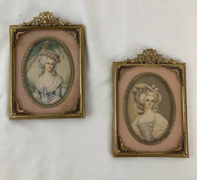 Molduras antigas de bronze estilo vitoriano | Retratos de 2 mulheres - Imagem 1 de 4