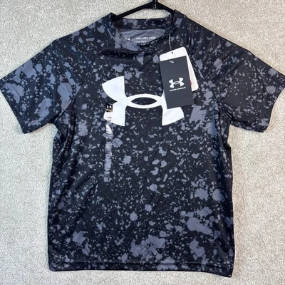 Camisa Under Armour Jóvenes Niños XS UA Tech BL Estampada SS Negra Manga Corta NUEVA Foto 1 de 4