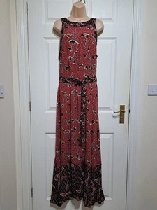 Fat Face Sandie Dress Maxi Halterneck Size UK 12 Brick Red Pressed Floral BNWOT - Picture 1 of 16