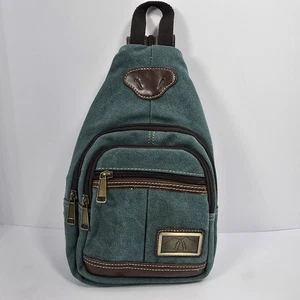 Eurosport Canvas Urban Teal And Brown Sling Crossbody Rucksack - Bild 1 von 6