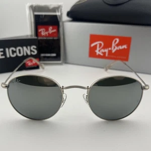 Ray-Ban RB3447 019/30 Round Metal Silver 50mm Silver Flash Mirror Sunglasses - Picture 1 of 8