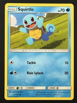 Pokemon TCG Squirtle 23/181 Regular Holo Common SM Team Up LP - Image 1 of 4