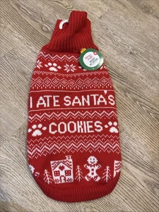 I Ate Santa’s Cookies Mascota Perro Rojo Navidad Suéter Vacaciones Talla Mediana - Imagen 1 de 2