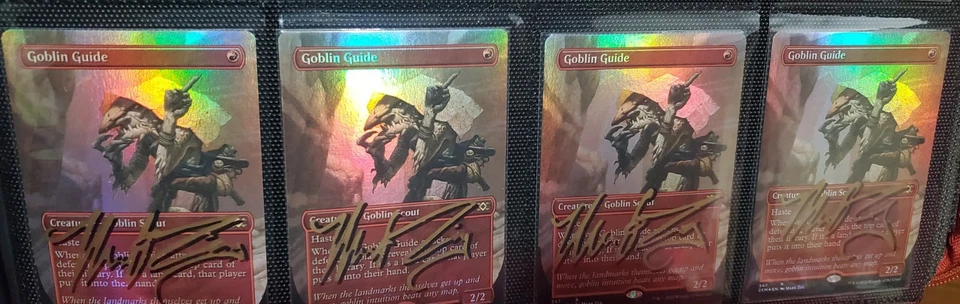 MTG 4 X FOIL BORDERLESS GOBLIN GUIDE SHADOW SIGNED BY ARTIST - Image 1 of 1