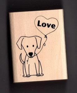 Recollections DOG w/LOVE BALLOON Rubber Stamp scrapbooking cardmaking VALENTINES - Picture 1 of 2