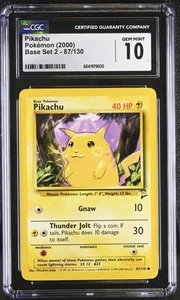 CGC 10 GEM MINT Pikachu 2000 Base Set 2 87/130 Pokemon Card psa - Picture 1 of 2