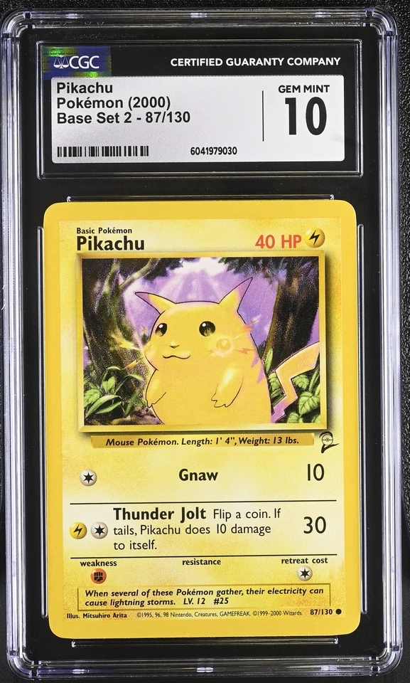 CGC 10 GEM MINT Pikachu 2000 Base Set 2 87/130 Pokemon Card - Image 1 of 2