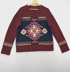 J. Crew Collection Moroccan Design Embroidered Cashmere Sweater Women XL Maroom - Picture 1 of 12