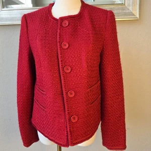 Pendleton Red Tweed Wool Blend Blazer Jacket Womens Career Wear Business Sz 6 - Picture 1 of 10