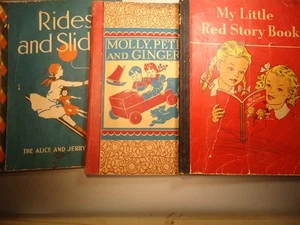 1940s Child READERS Molly Pete and Ginger LITTLE RED STORY BOOK Rides & Slides - Picture 1 of 23