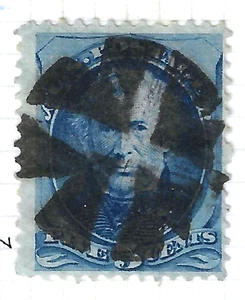 Sc #179/185 BOLD CROSS Fancy Cancel 5 Cent Taylor Banknote 1875-79 US 21-6 - Picture 1 of 2