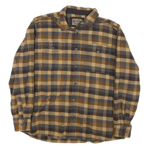 Mens Beige Brown Check Cotton Shirt XL Casual Long Sleeve Button Fastening - Picture 1 of 6